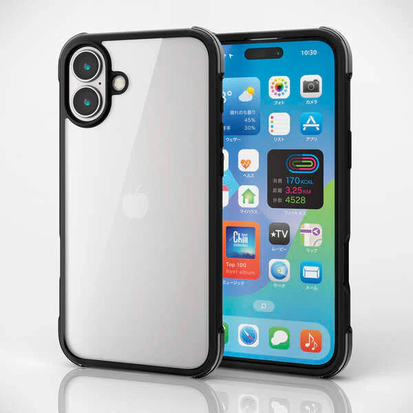Elecom iPhone 16 Plus 6.7 (2024) Hybrid Case Corner Air Bag (Black x Clear) - Image 2