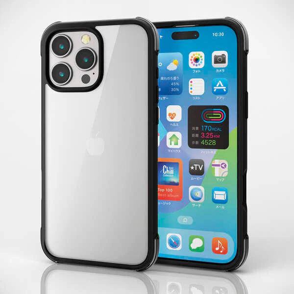 Elecom iPhone 16 Pro Max 6.9 (2024) Hybrid Case Corner Air Bag (Black x Clear) - Image 3