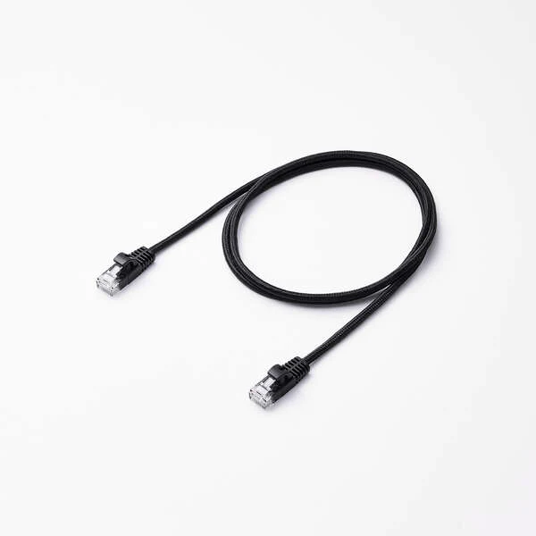Elecom LD-GPAM/BK10 Cat 6A LAN Cable Mesh 1M Black - Image 2