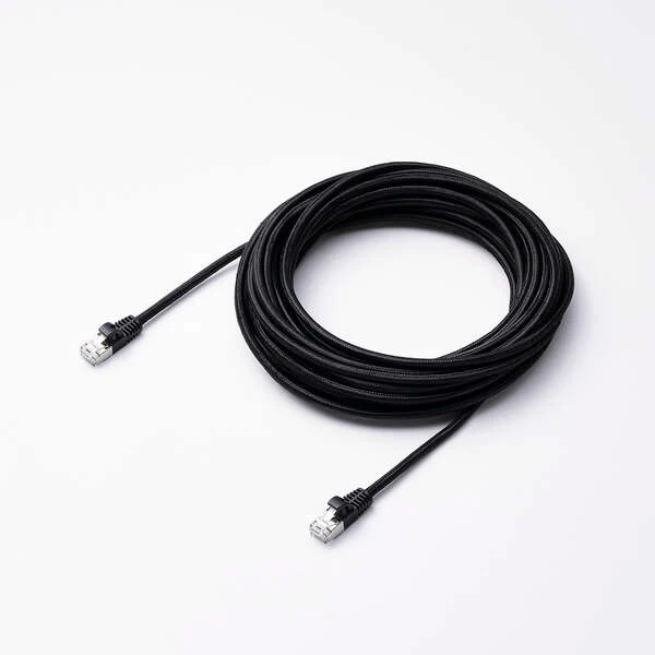 Elecom LD-OCM/BK100 Cat 8 LAN Cable Mesh 10M Black - Image 2