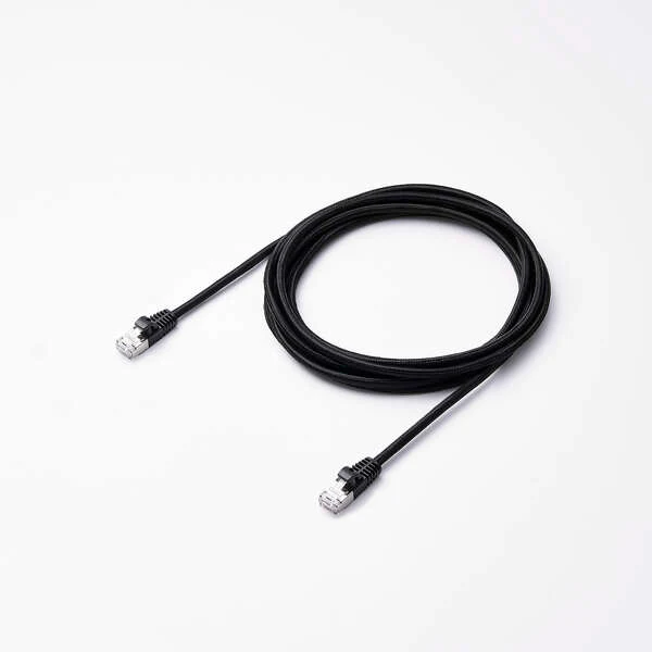 Elecom LD-TWSM/BK30 Cat 7 LAN Cable Mesh 3M Black - Image 2