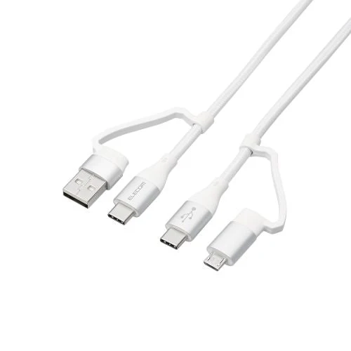 Elecom MPA-AMBCC10WH 4 in 1 USB Cable PD 60W A-C/B C-C/B 1M (White) - Image 4