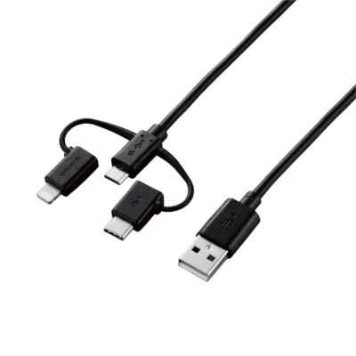 Elecom MPA-AMBLCAD12 3-In-1 Charging Cable (Black) - Image 3