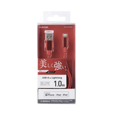 Elecom MPA-UALPS10 Durable Aluminium Connector 1m Lightning Cable (Red) - Image 2