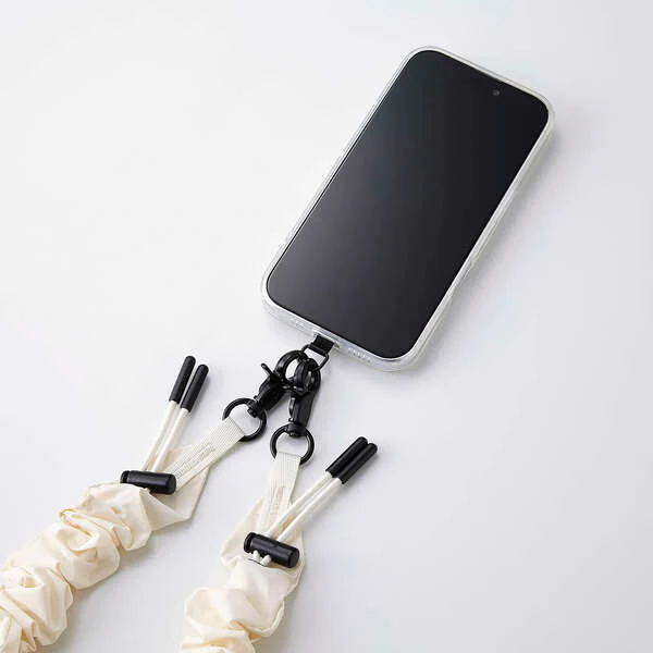 Elecom P-STSDH1SCOIV Smartphone Shoulder Strap Scrunchie (Ivory) - Image 5