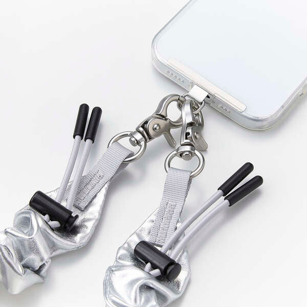 Elecom P-STSDH1SCOSV Smartphone Shoulder Strap Scrunchie (Silver) - Image 6