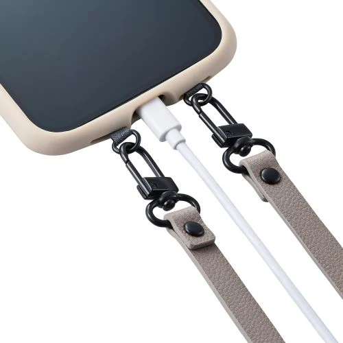 Elecom P-STSDH2PLGY Smartphone Soft Leather ShoulderStrap Greyish - Image 3