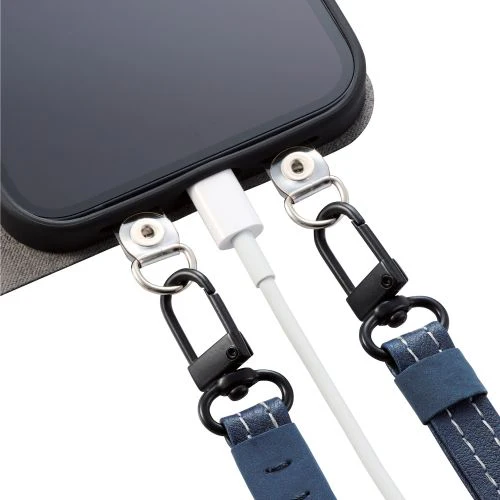 Elecom P-STSDH2RFPLNV Phone Leather Shoulder Strap (Navy) - Image 4
