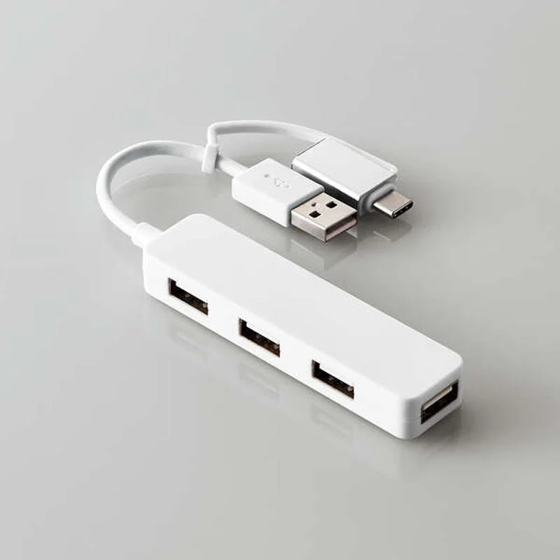 Elecom U2H-CA4003BWH USB C/A 4Ports 2.0 Hub (White) - Image 5
