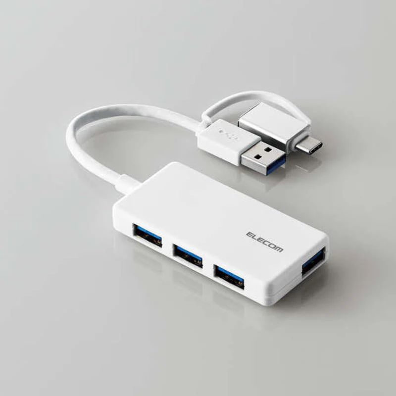 Elecom U3H-CA4004BWH USB C/A 4Ports 3.1(Gen 1) Hub (White) - Image 5