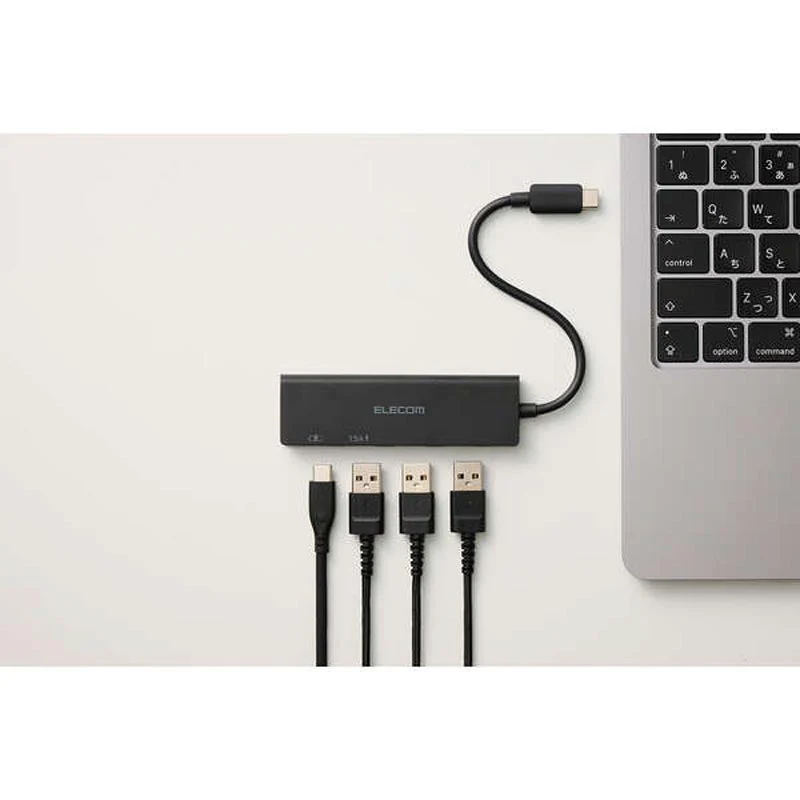 Elecom U3HC-H040PBK USB-C Hub 4 Ports 5GBPS (Black) - Image 4