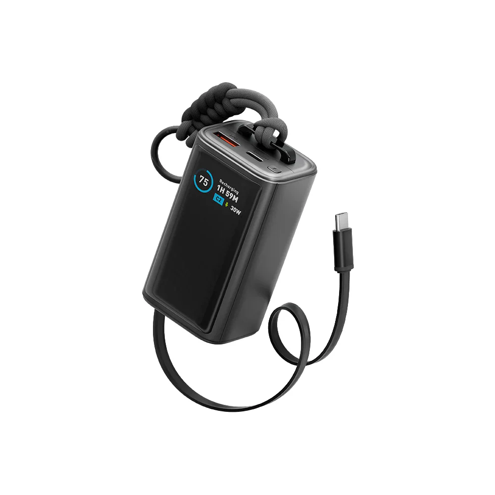 Energea Compac Arc 45 10000mAh PD45W Power Bank with Built In C Cable (Gunmetal)