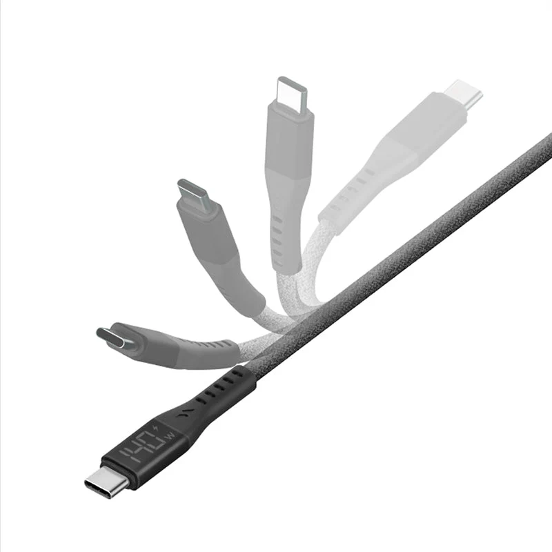 Energea Flow 240W Display USBC-C 1.5M Cable w MCT (Black) - Image 2