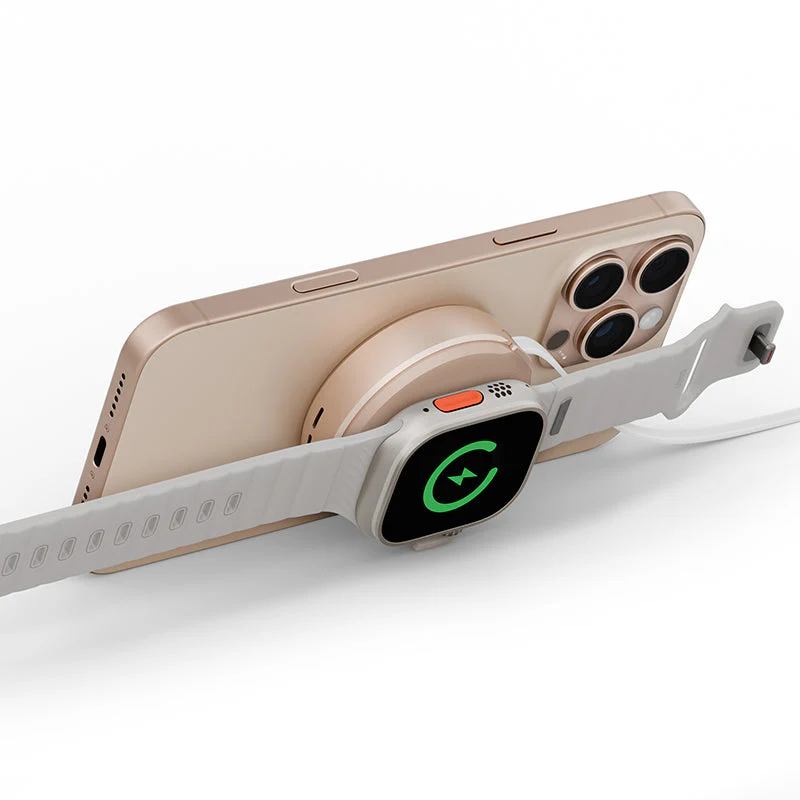 Energea Magduo ARC 2-in-1 Phone And Watch Charger With Retractable Cable (Gold) - Image 3