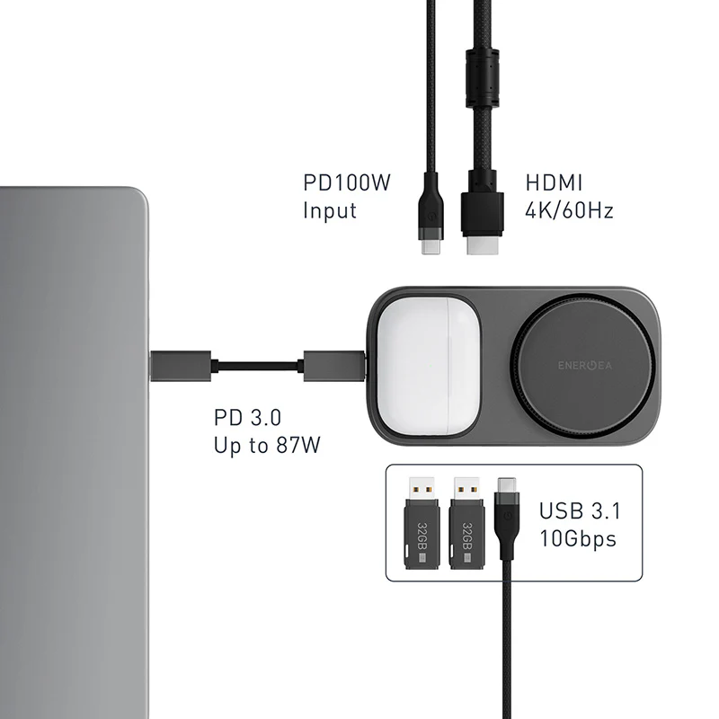 Energea WiDock Plus 7-in-1 USB-C 3.1 Dock with Qi2 Wireless Charging - Image 3