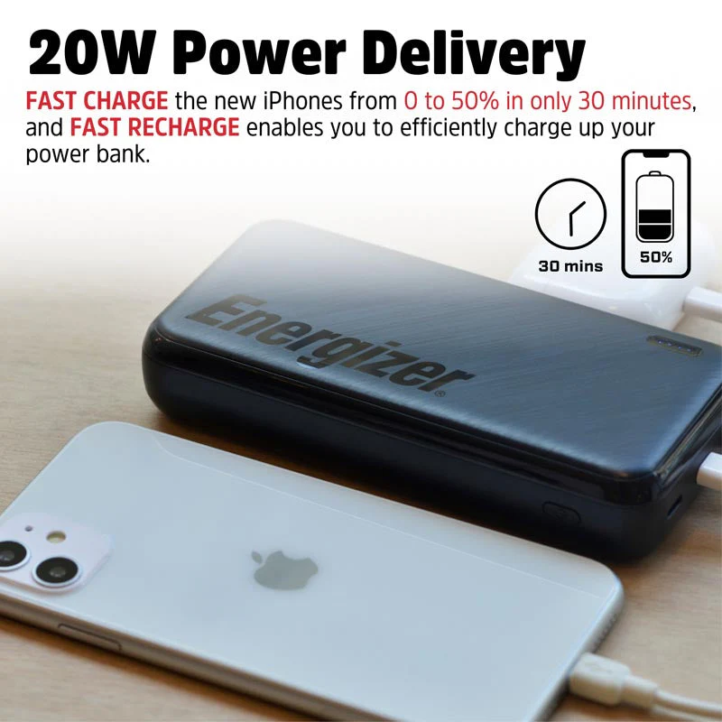 Energizer UE20055PQ 20000mAh Fast Charging Power Bank (Black) - Image 4