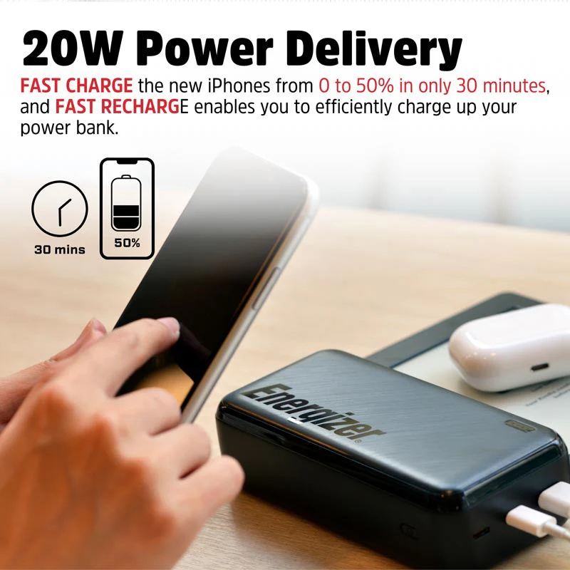 Energizer UE30055PQ 30000mAh Fast Charging Power Bank (Black) - Image 6