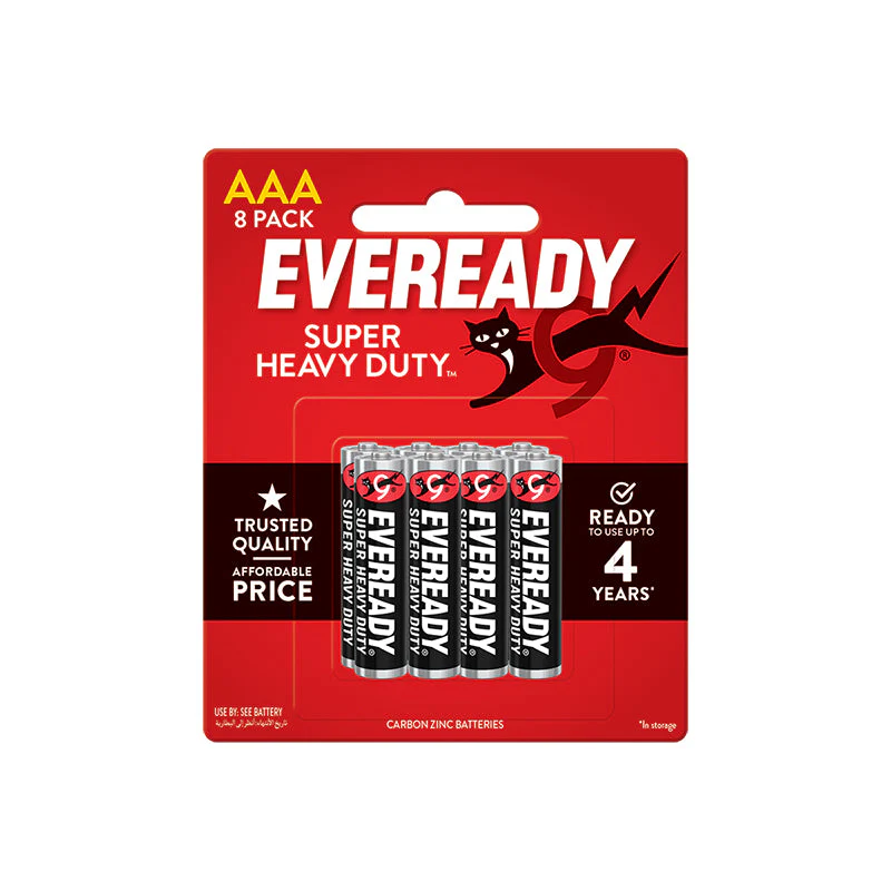 Eveready 1212 BP8 AAA Super Heavy Duty Carbon Zinc Battery