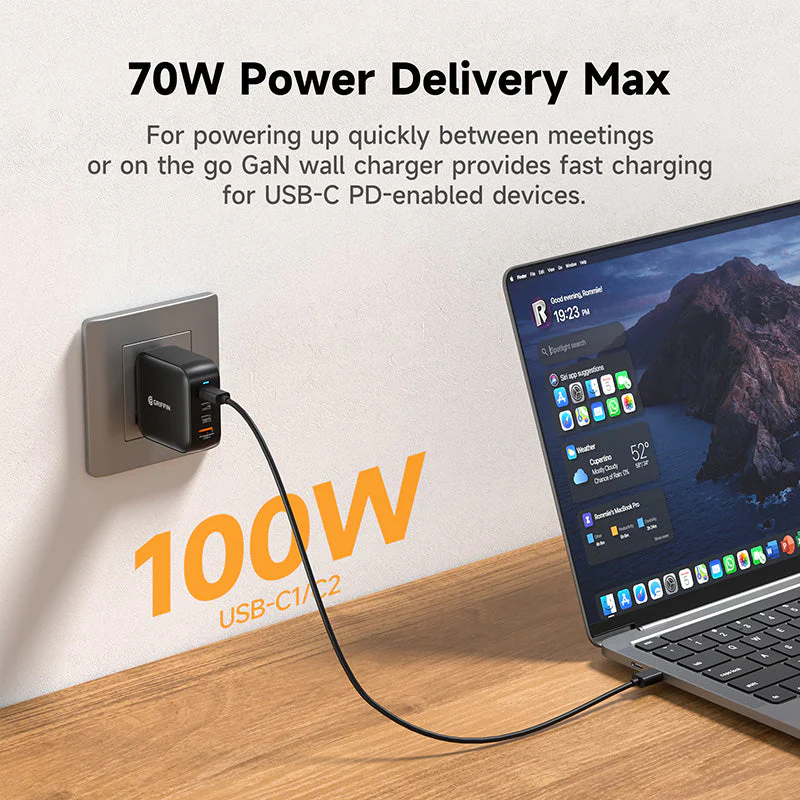 Griffin PowerBlock 100W GaN Wall Charger (Travel Ready) - Image 6