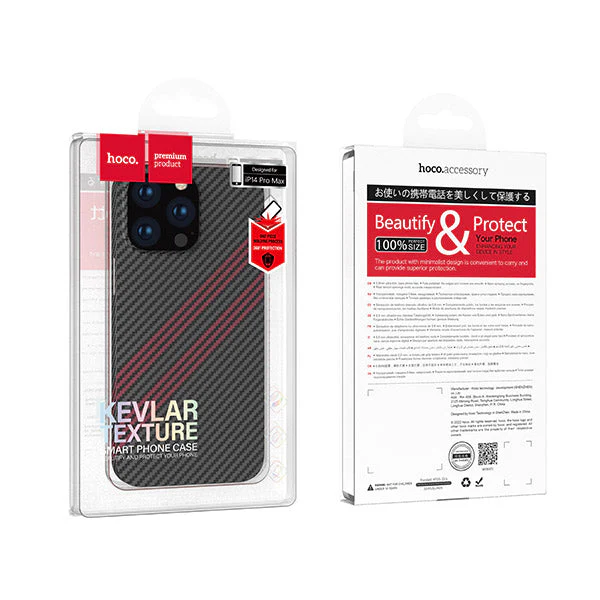 Hoco Cave Slim Protective Case For iPhone 14 Pro Max (Black + Red)