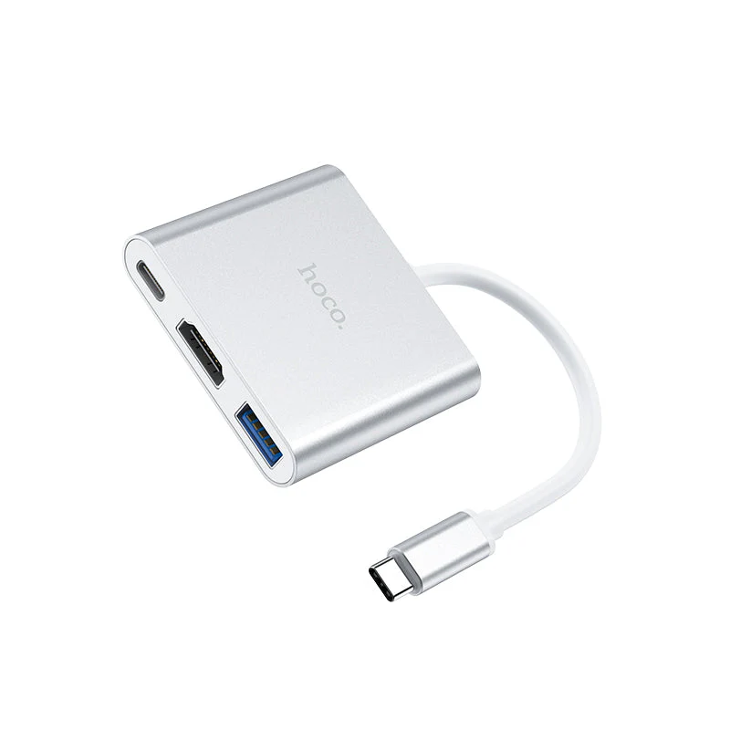 Hoco HB14 USB-C to USB3.0+HDMI+PD Adapter (Silver) - Image 4