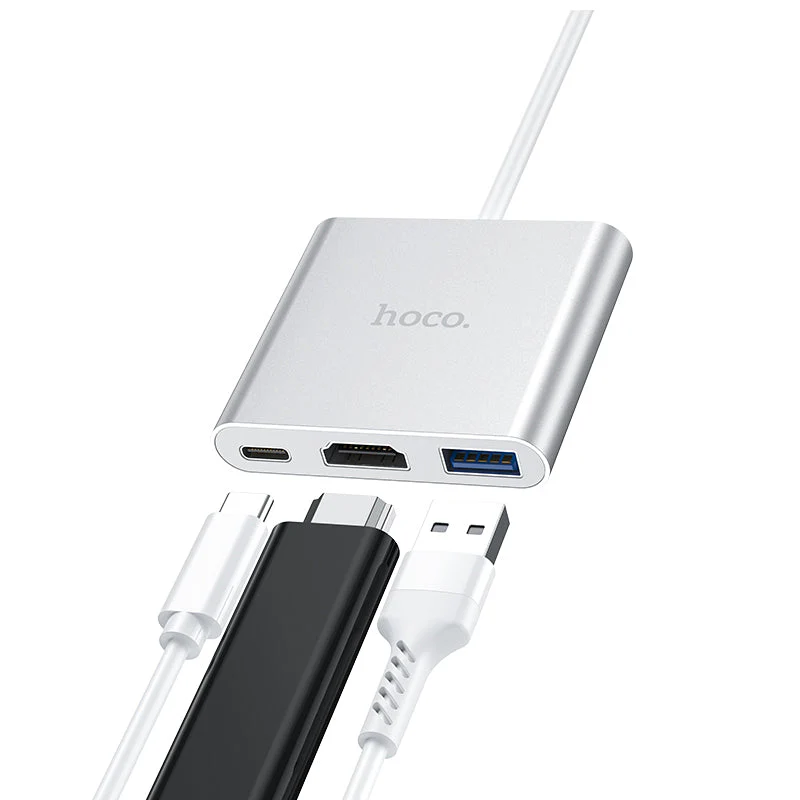 Hoco HB14 USB-C to USB3.0+HDMI+PD Adapter (Silver) - Image 8