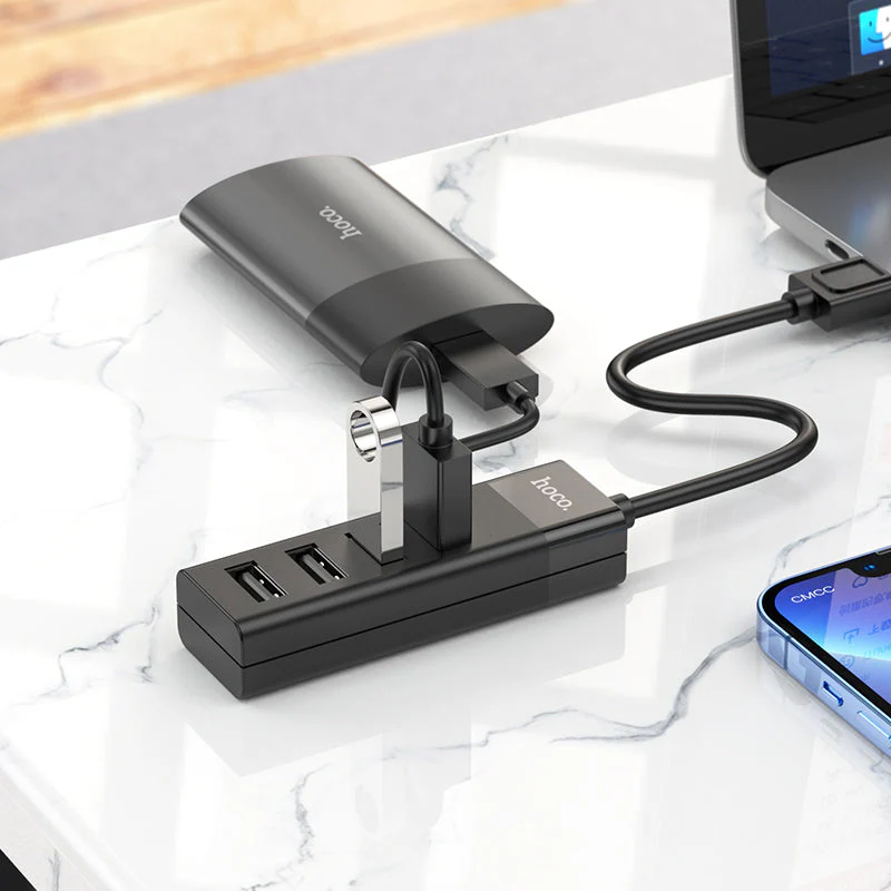 Hoco HB25 Easy Mix 4-in-1 Converter (USB to USB3.0+USB2.0*3) - Image 2