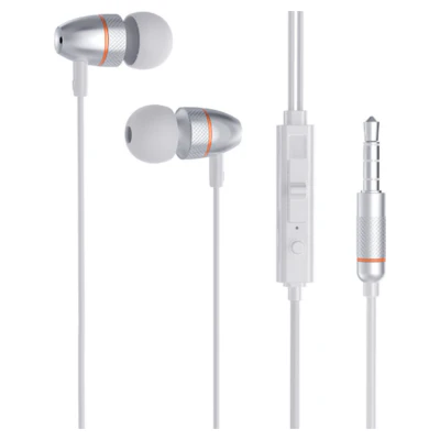 HOCO M59 Wired Earphones with mic (Silver)
