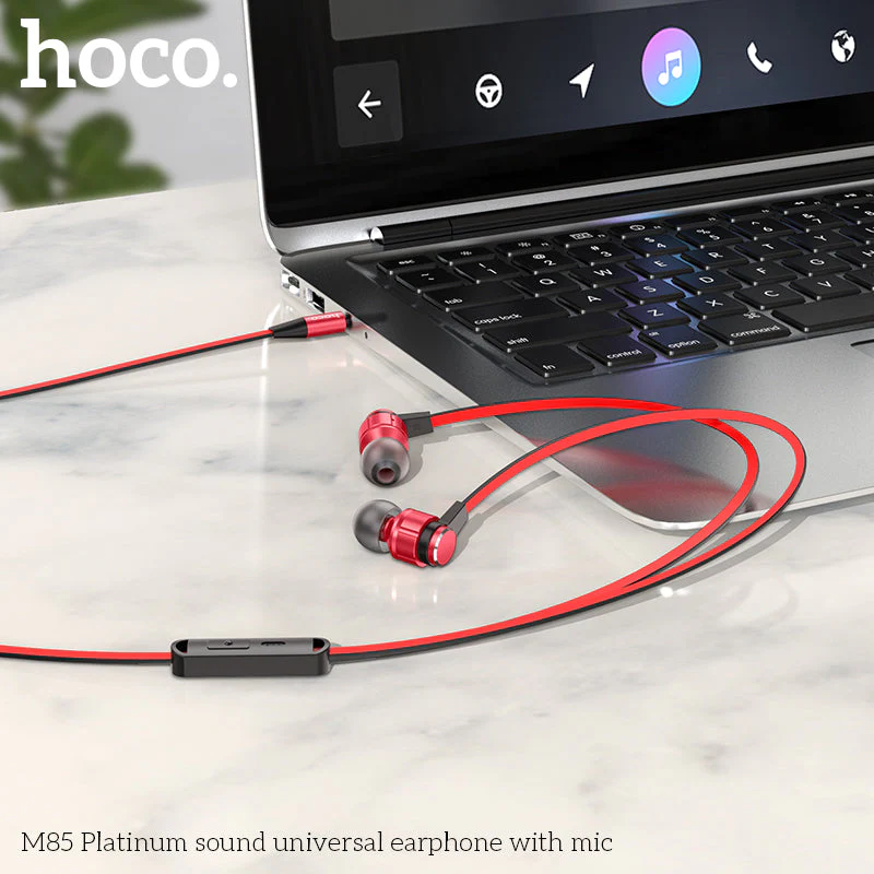 Hoco M85 Earphone with Mic (Black) - Image 2