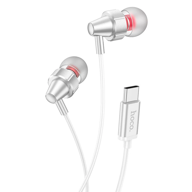 Hoco M90 Delight Type-C Wired Digital Earphone with Microphone (White)