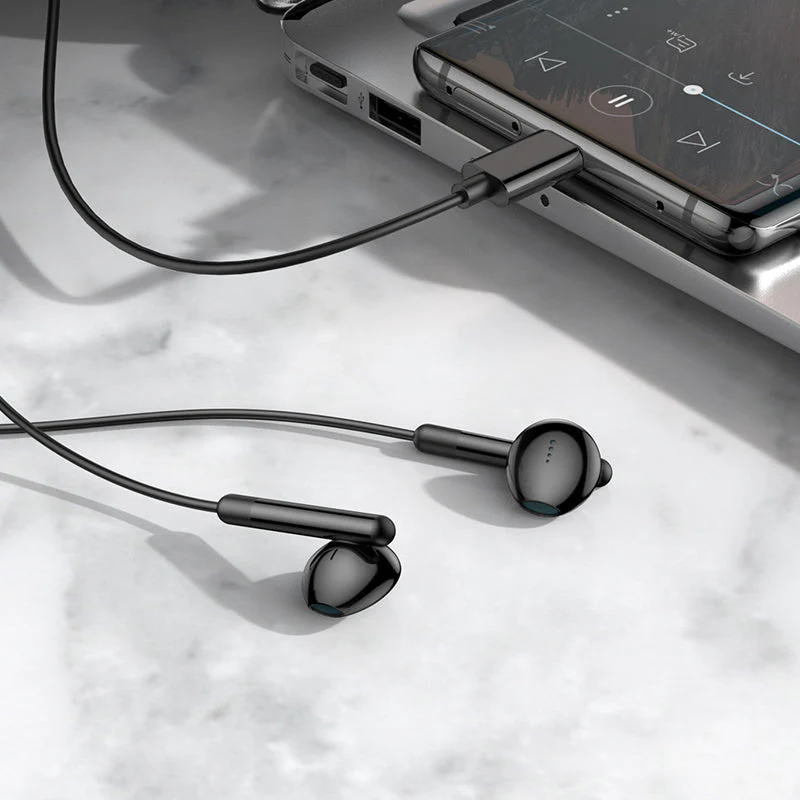 Hoco M93 Type-C Joy Wire-Controlled Digital Earphones with Microphone (Black) - Image 4