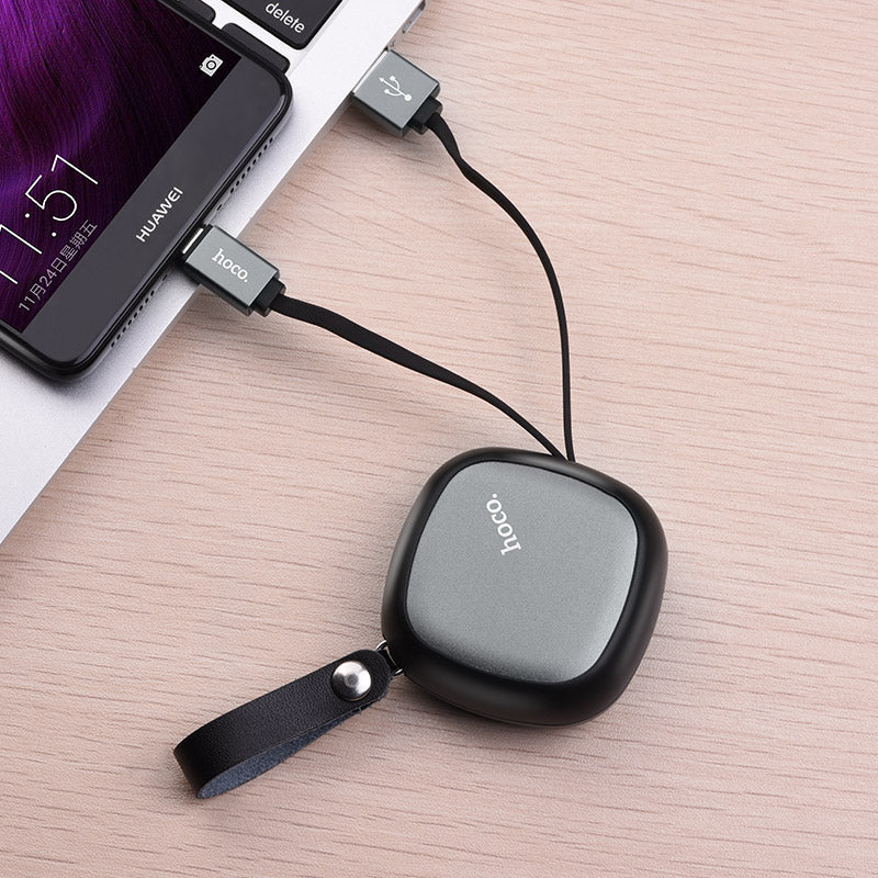 HOCO U33 Retractable USB A to Micro Charging Cable 2A 90cm Black - Image 6