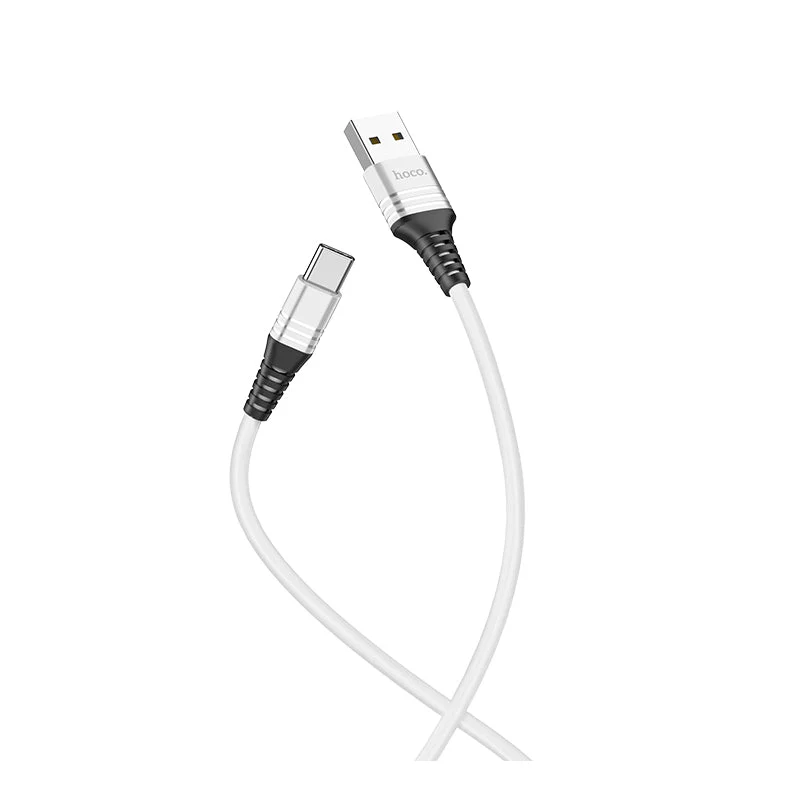 Hoco U46 Silicone USBA to Type-C USB2.0 2.1A Cable 1M (Silver) - Image 2