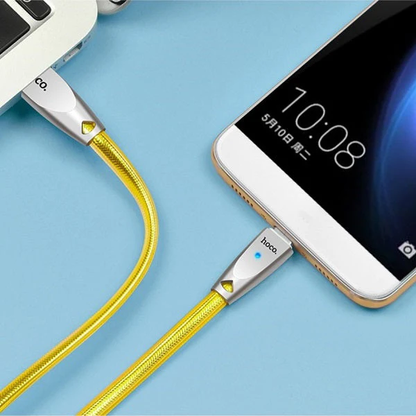 Hoco U9 Knitted USB A to Type-C USB2.0 2.1A Cable 1M Gold