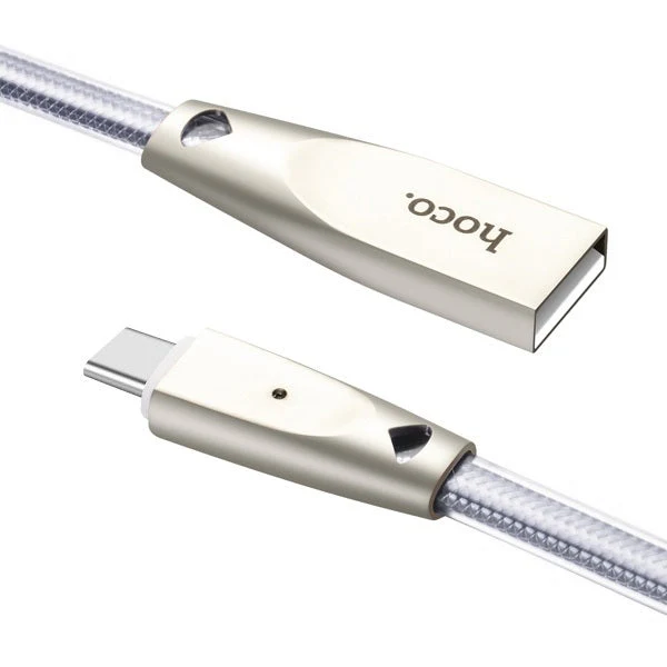 Hoco U9 Knitted USB A to Type-C USB2.0 2.1A Cable 1M Silver
