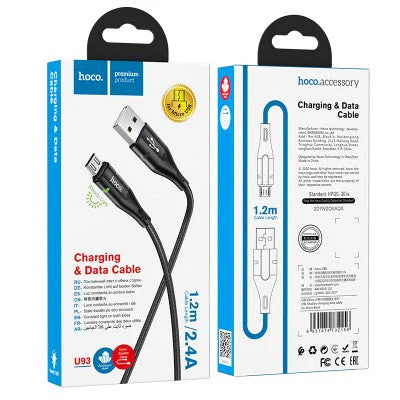 HOCO U93 Shadow Micro Charging Cable (Black) - Image 2
