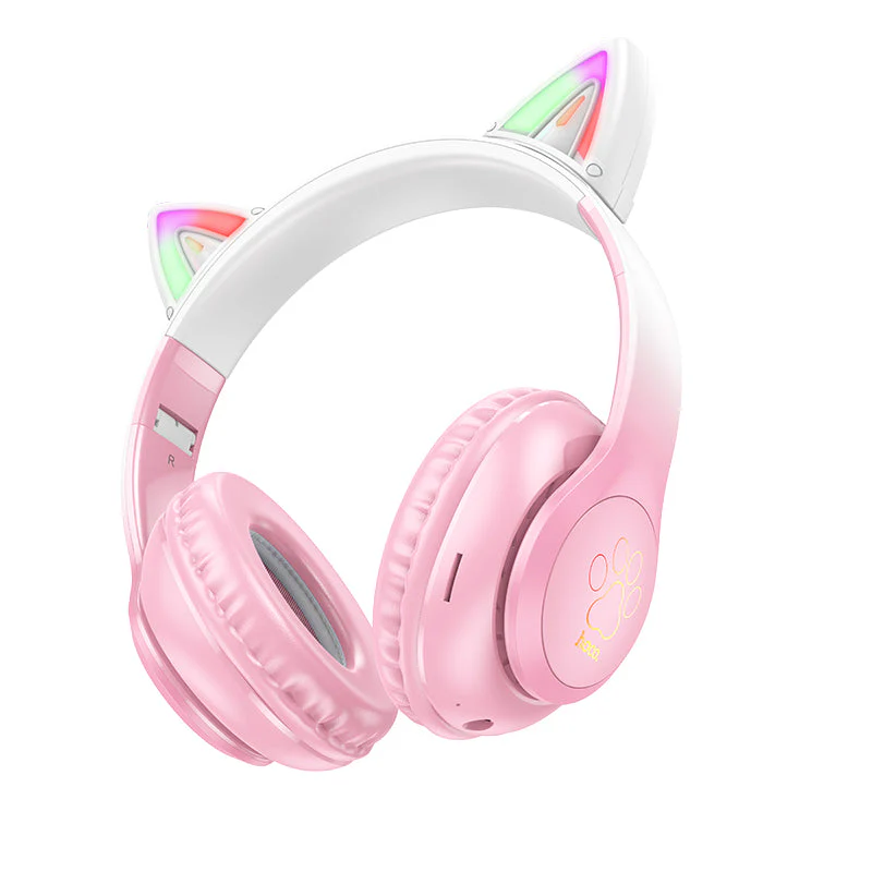 Hoco W42 Cat Ears Over-Ear BT Headphones (Cherry Blossom) - Image 2