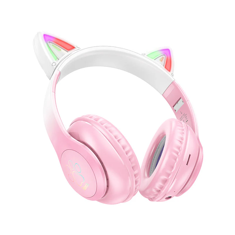 Hoco W42 Cat Ears Over-Ear BT Headphones (Cherry Blossom) - Image 3