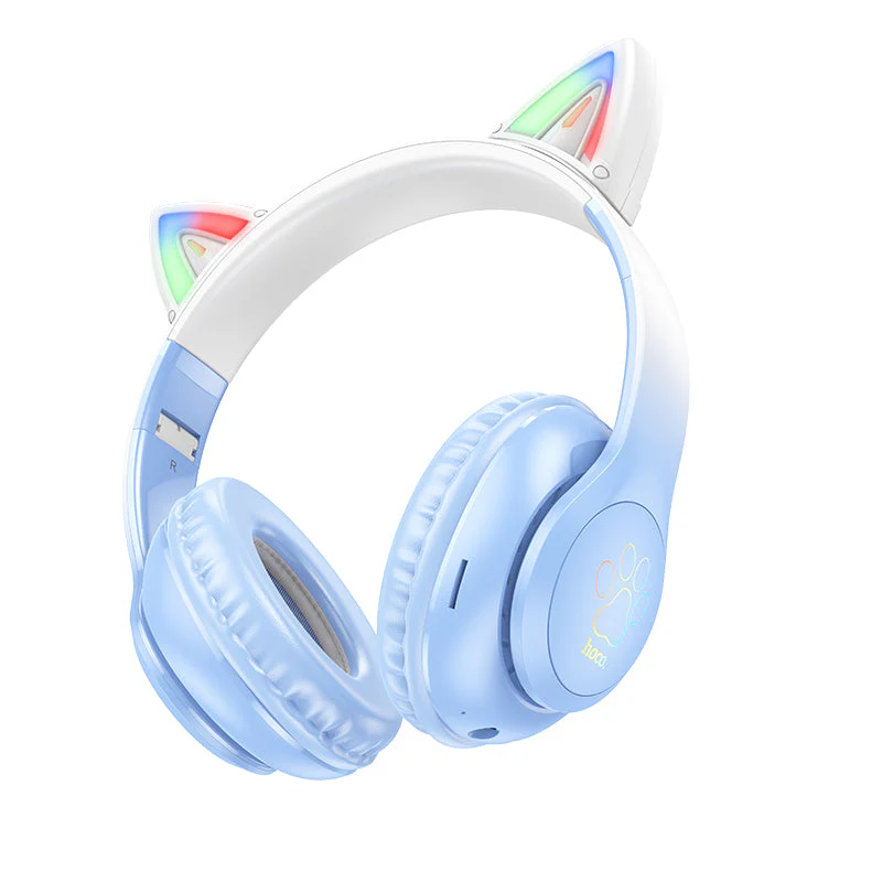 Hoco W42 Cat Ears Over-Ear BT Headphones Crystal (Blue) - Image 2
