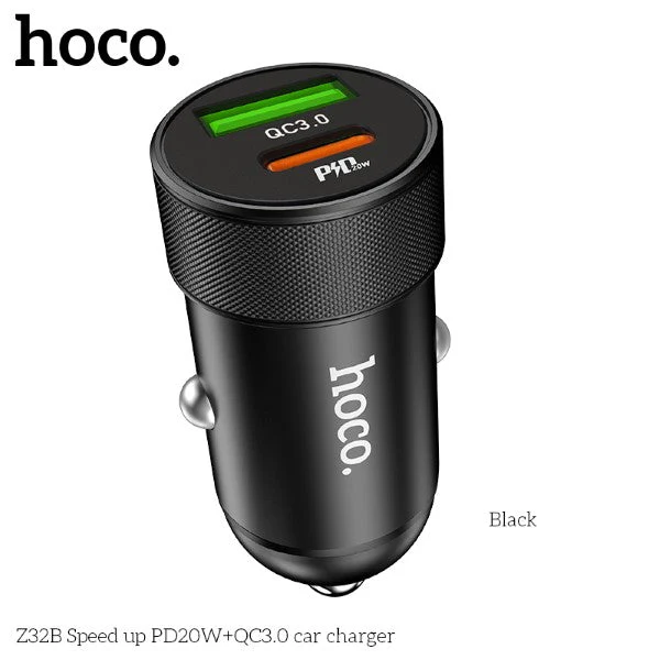 Hoco Z32B Speed up PD20W+QC3.0 Car Charger (Black) - Image 3
