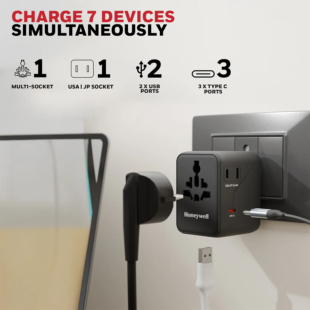 Honeywell Universal World Travel Adapter 45W (Black) - Image 3
