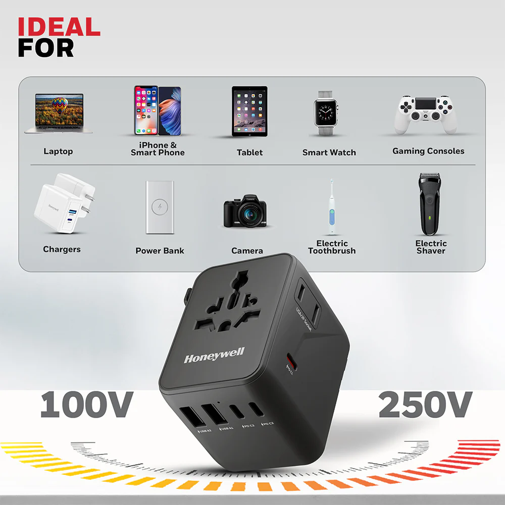 Honeywell Universal World Travel Adapter 45W (Black) - Image 8