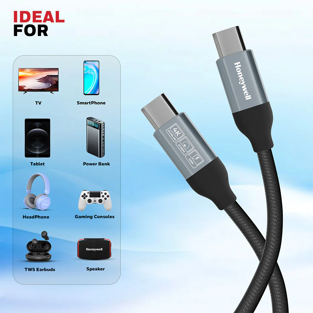 Honeywell USB C to USB C Cable USB 3.1 1.2M (Black) - Image 5