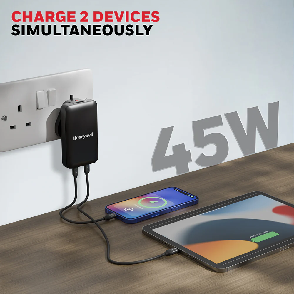 Honeywell Zest GaN Charger 45W Ultra Thin (Black) - Image 4