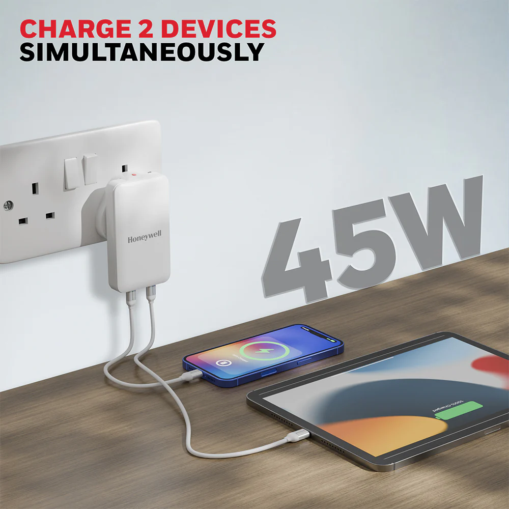 Honeywell Zest GaN Charger 45W Ultra Thin (White) - Image 4