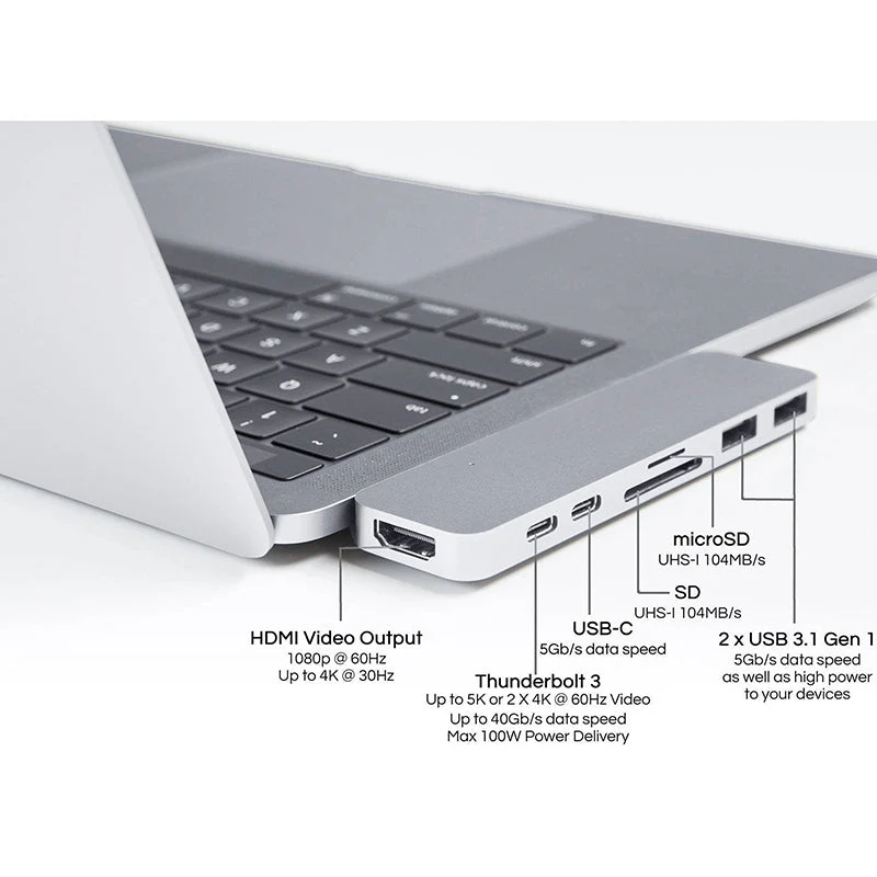 HyperDrive HD28C DUO 7-in-2 USB-C Hub (Silver) - Image 4