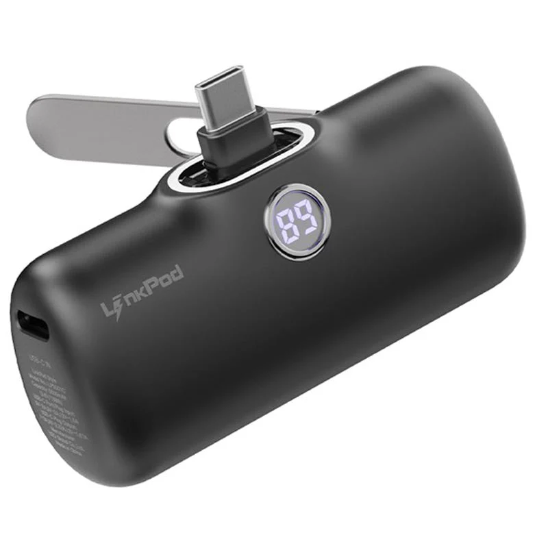 IWalk LinkPod Style 5000mAh Type C Power Bank with Foldable Stand (Black) - Image 2