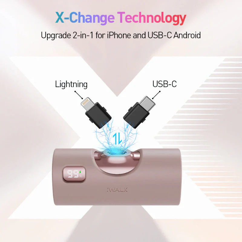 iWalk Linkpod X 5000mAh 20W Fast Charge 2-in-1 PB (Pink)