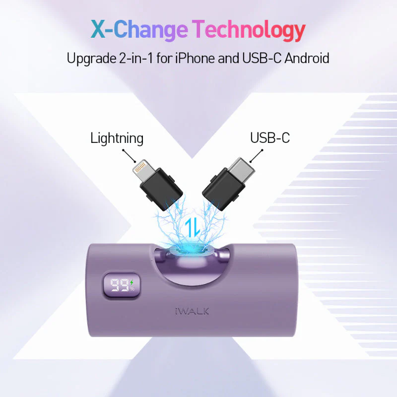 iWalk Linkpod X 5000mAh 20W Fast Charge 2-in-1 Power Bank (Purple) - Image 2