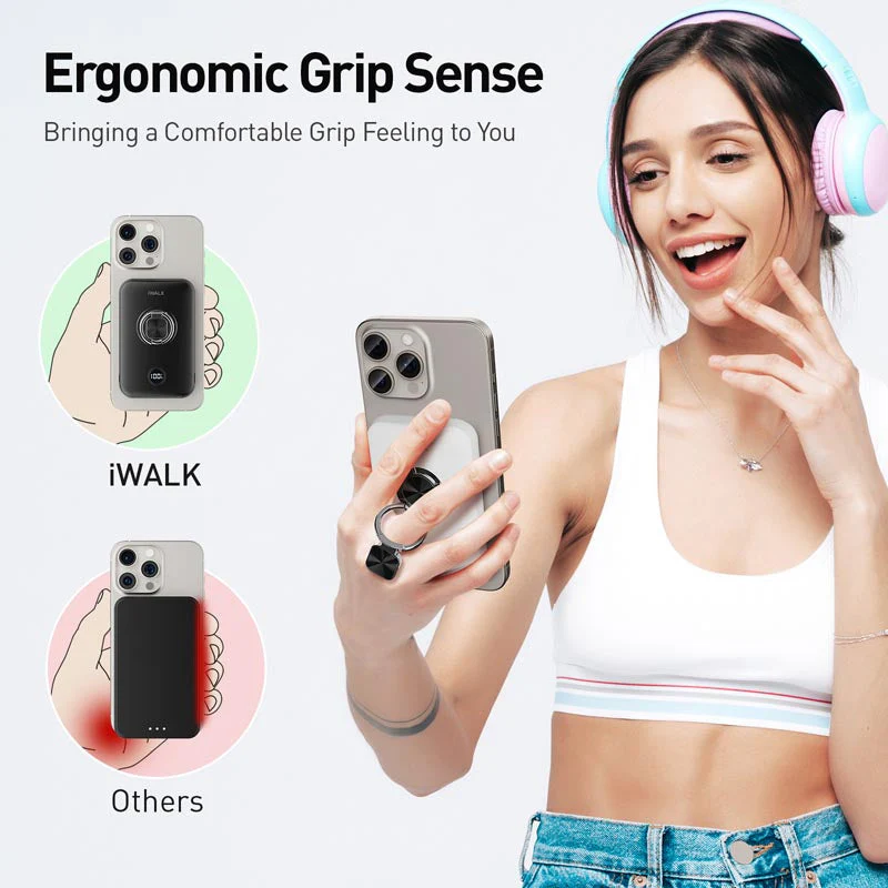 IWalk PowerGrip 10000mAh Magnetic Wireless PowerBank for iPhone (White) - Image 2